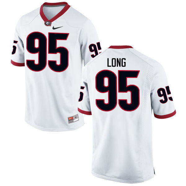 Men Georgia Bulldogs #95 Marshall Long College Football Jerseys-White - Click Image to Close